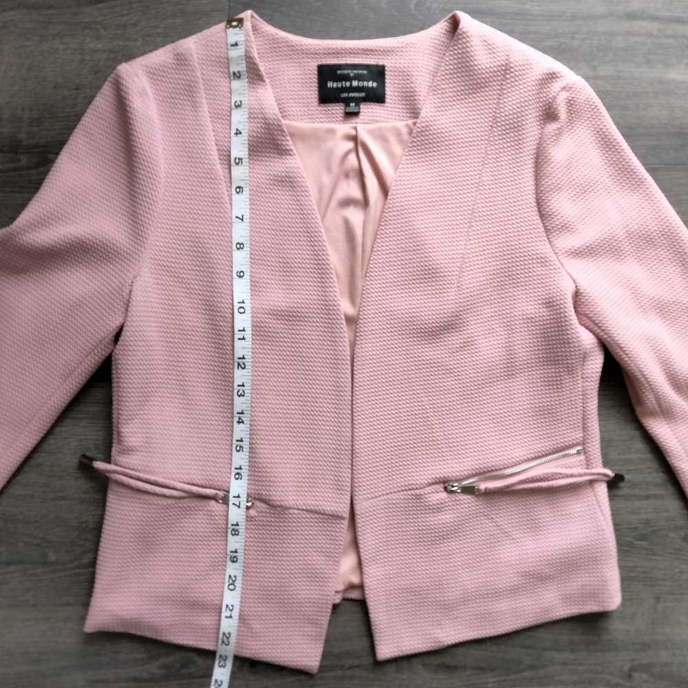 Haute Monde Los Angeles Open Front Pink Blazer Jacket Size M - Picture 10 of 10